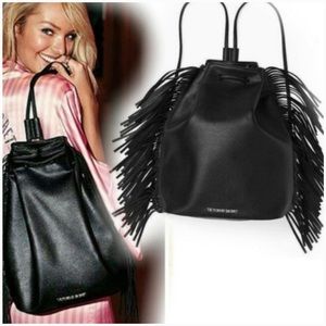 Victoria Secret Black Fringe Backpack